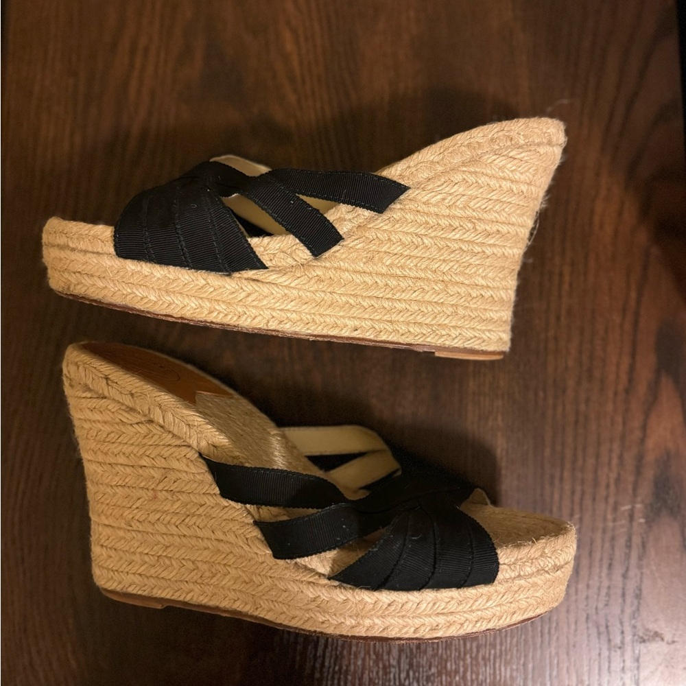 Stubbs and Wootton Women's Espadrille Black Ribboned Wedge.Size 10 U.S/41 EU - Picture 3 of 5